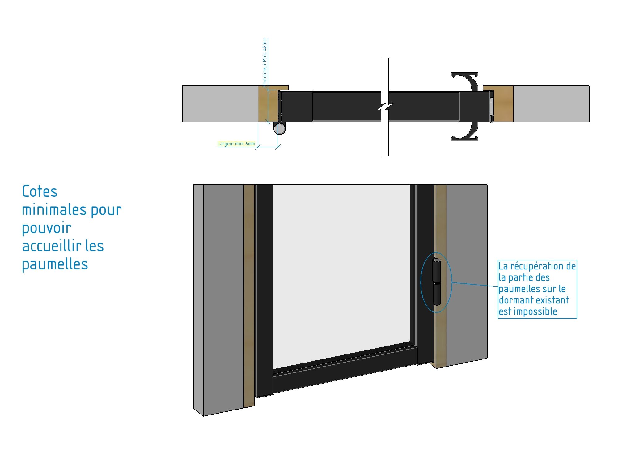 Porte coulissante avec verre opale